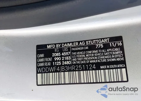 2017 Mercedes-Benz C 300 from USA, damaged, VIN WDDWF4JB3HR251124